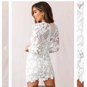 Selfie Leslie Reinhart Floral Asymmetrical Mesh Dress - White